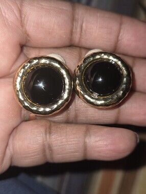 925 SSD Round Black Cabochon Clip-On Earrings